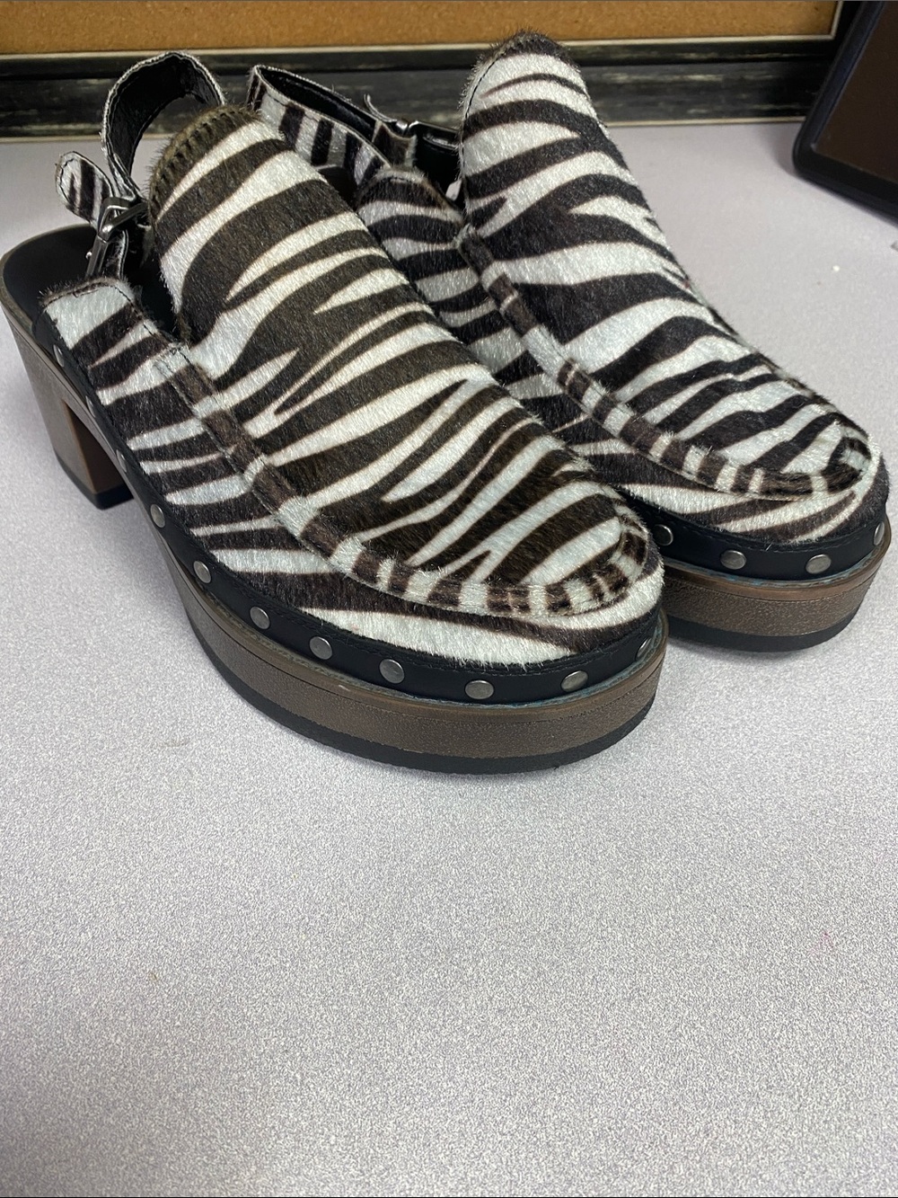 Muk Luks Zebra Print Slingback Clogs - Black & White